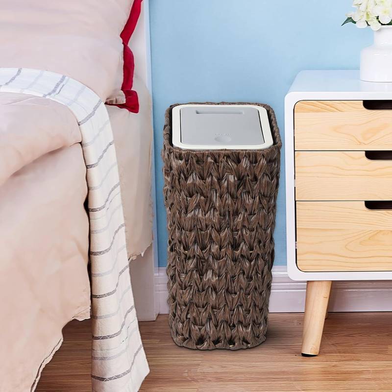 Chic Wicker Trash Can with Lid