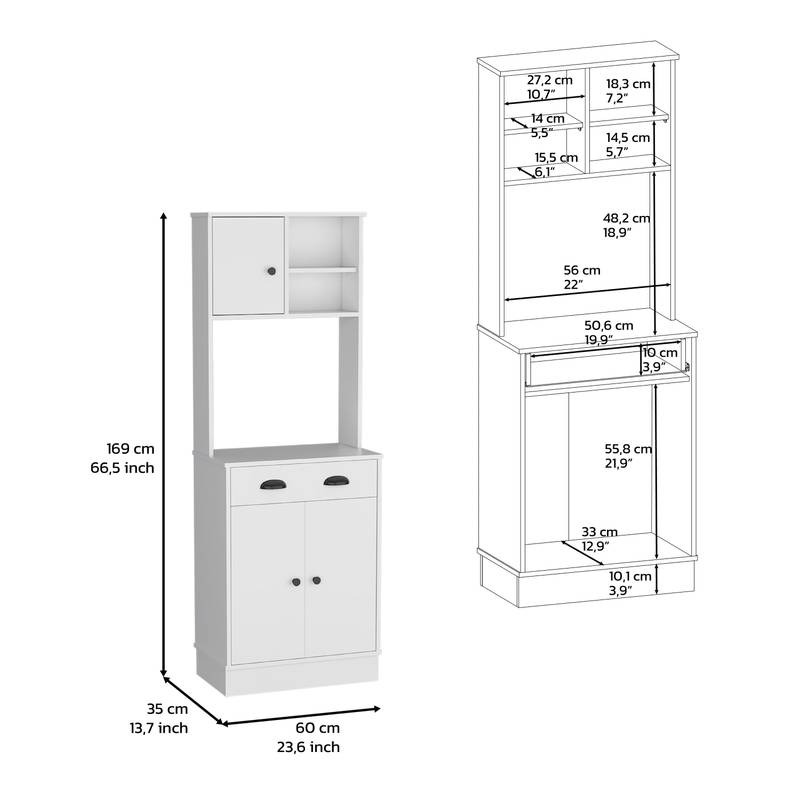 Chic White Pantry Cabinet with Drawer