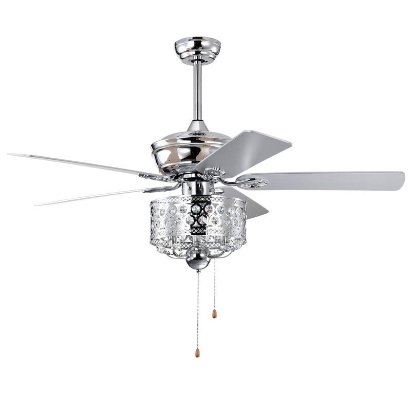 Chic Chrome Ceiling Fan with Pull Chain