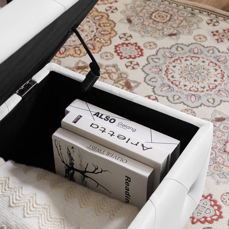 Cozy White Storage Bench with Padded Seat