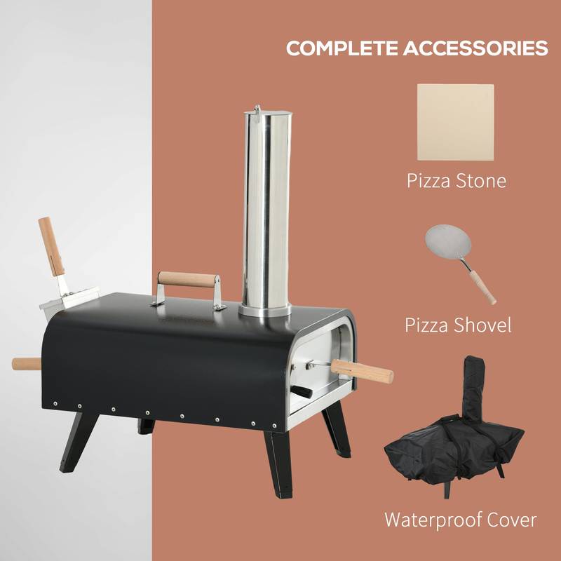 Outsunny Portable Pizza Oven - Stone-Fired BBQ Bliss!