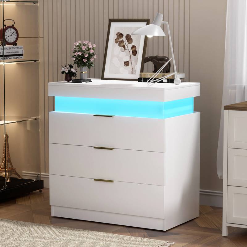 Dreamy Nightstand with Charging Hub & LED Glow