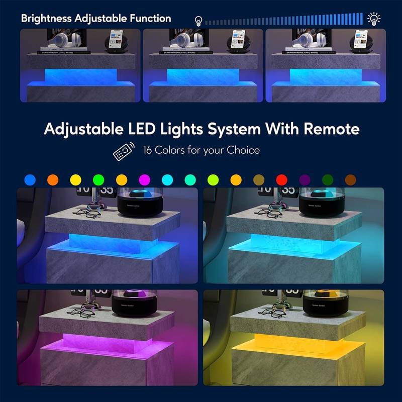 Sleek Glow Nightstand with Drawers