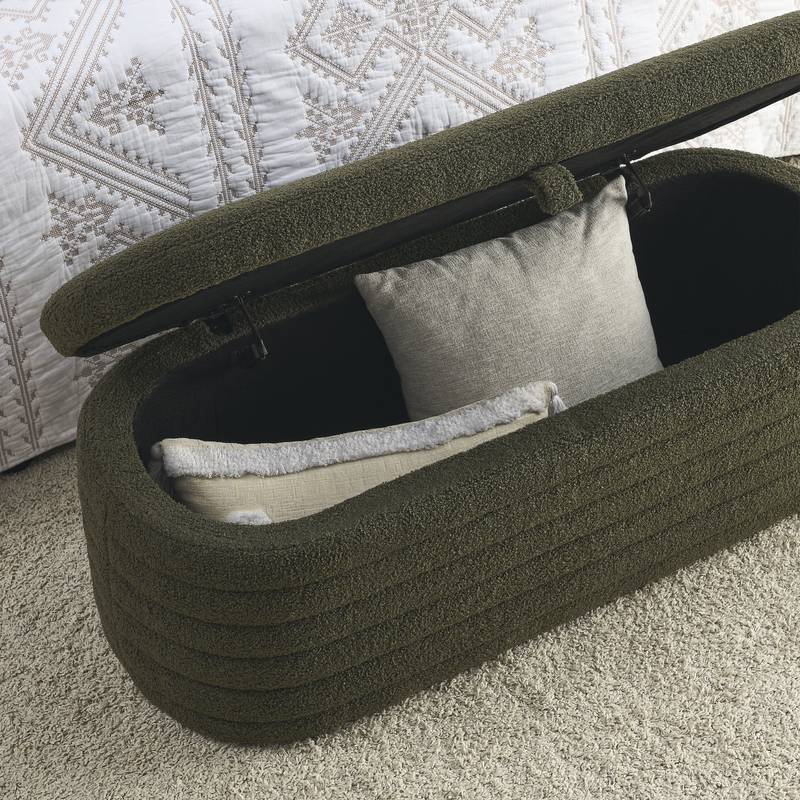 Cozy Green Teddy Storage Bench