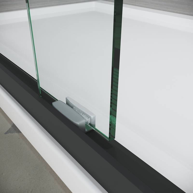 Sleek Matte Black Sliding Bathtub Door