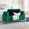 Chic Green Velvet Storage Bench with Stylish Arms