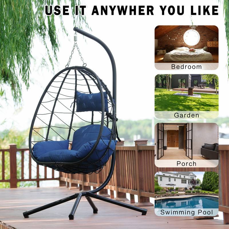Cozy Swing Egg Chair with Stand for Indoor and Outdoor Relaxation