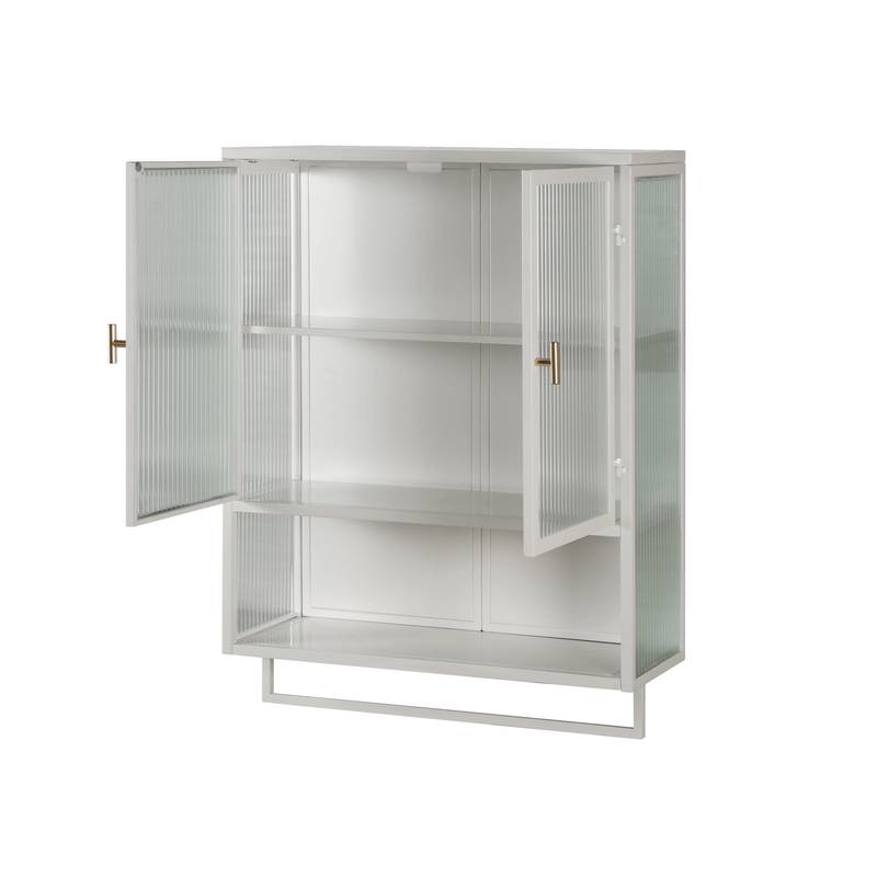 Stylish Glass Door Storage Cabinet with Towel Rack