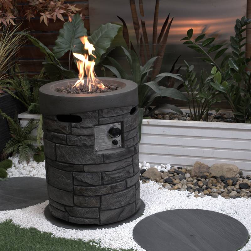 CozyGlow Outdoor Gas Fire Pit with Lava Stones & Cover