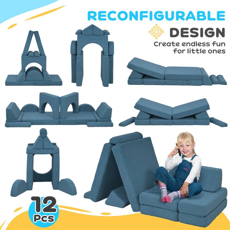 Cozy Modular Kids Couch Set in Blue