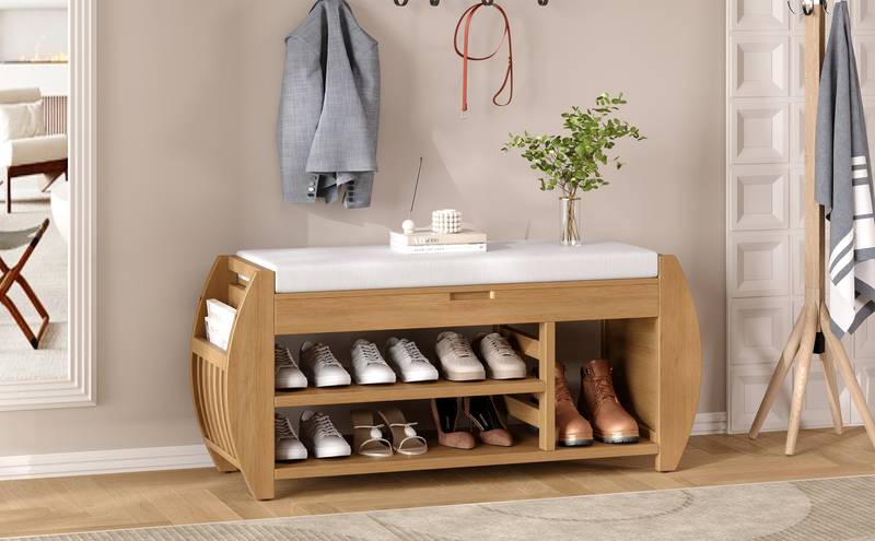 Cozy Curved Shoe Bench