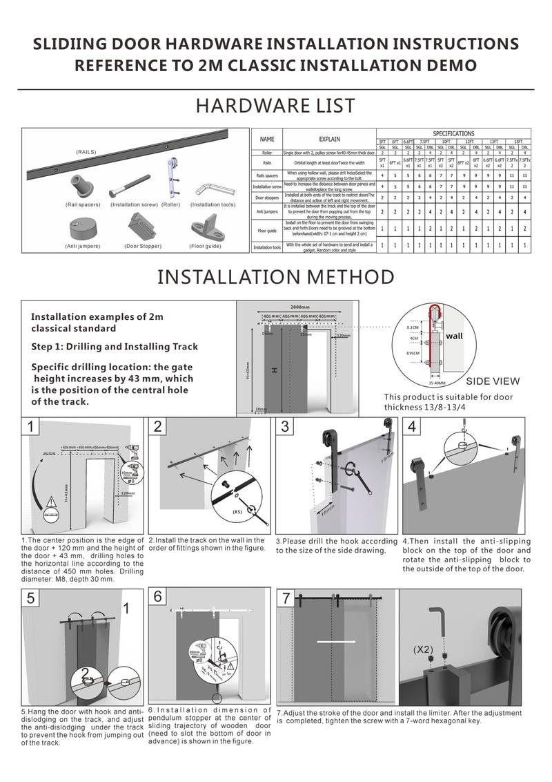 Smooth Slide Barn Door Kit - Heavy Duty & Easy Install