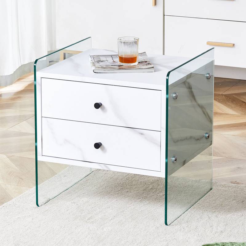Chic Glass-Top Nightstand