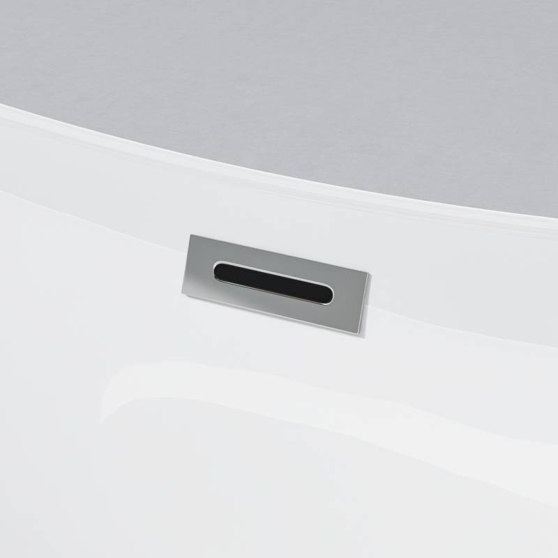 Luxury Deep Soaker Freestanding Tub - Glossy White with Chrome Finish