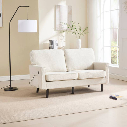 COOLMORE USB Loveseat Sofa - Cozy Mid-Century Style for Any Space