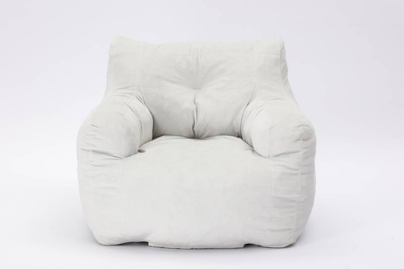 Cozy Ivory Velvet Memory Foam Bean Bag Chair