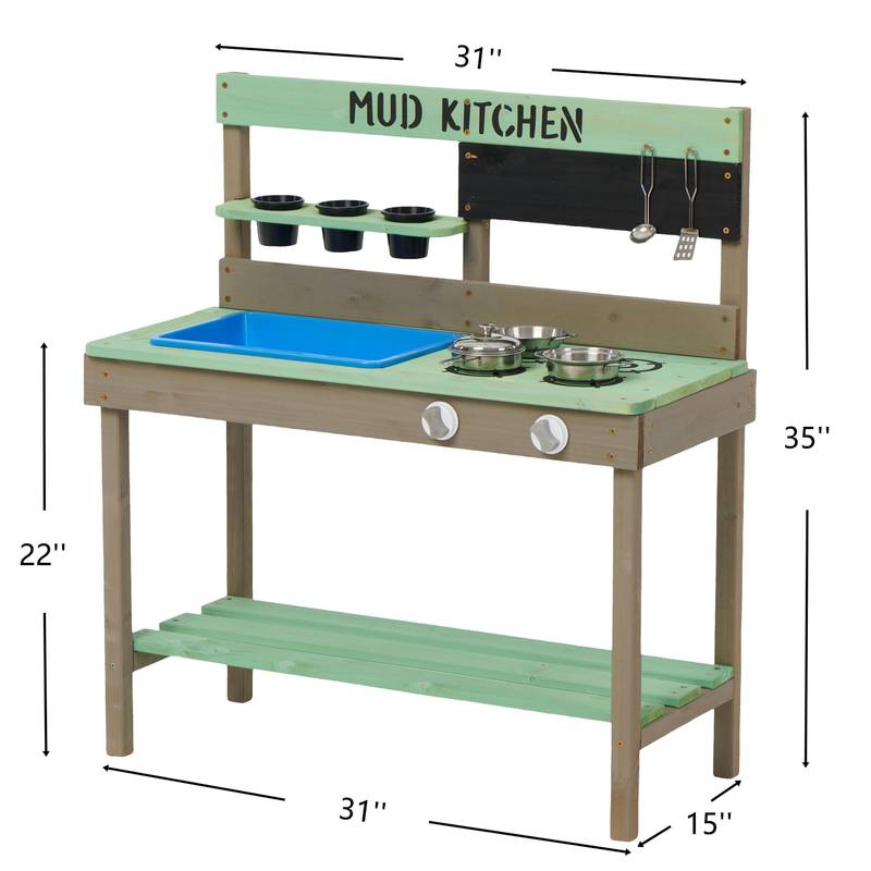 Outdoor Wooden Play Kitchen & Water Set for Kids