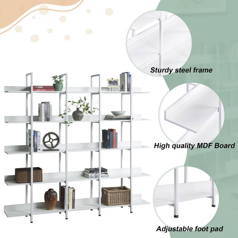 Vintage Industrial 5-Tier Bookshelf