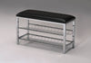 Chic Metal Shoe Bench with Luxe Black Seat