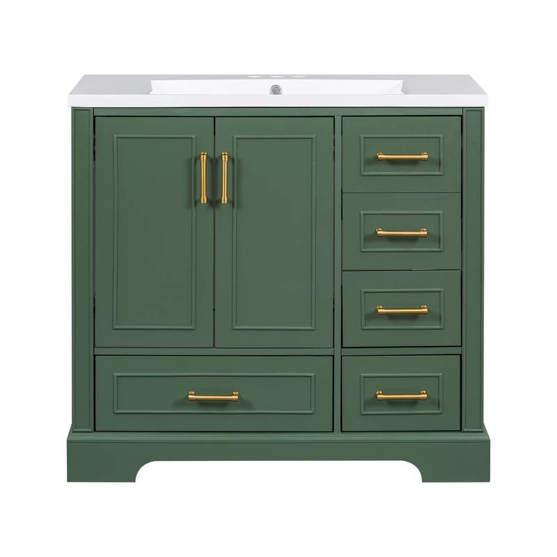 Charming Green Bathroom Vanity Set with Resin Sink