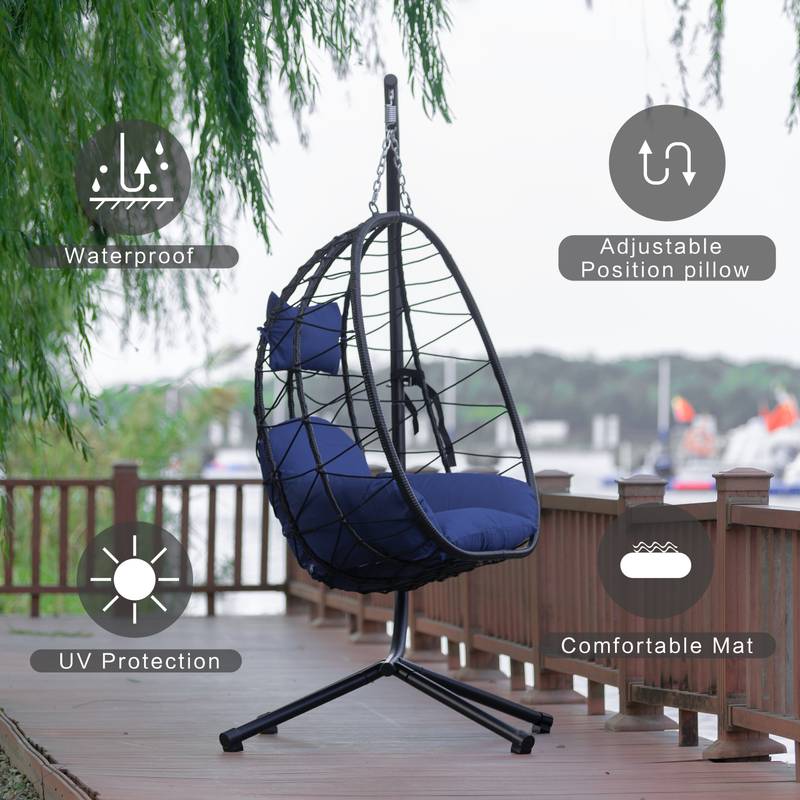 Cozy Swing Egg Chair with Stand for Indoor and Outdoor Relaxation