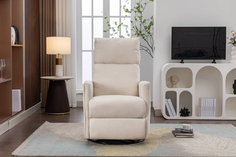 Cozy Beige Swivel Rocker Glider Chair