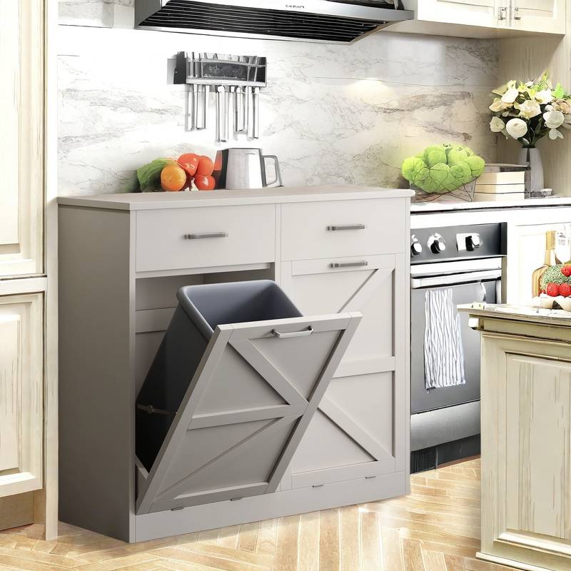 Sleek White Trash Cabinet with Easy Installation and Odor Control