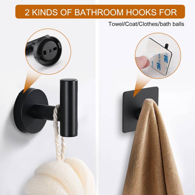 Sleek Matte Black Bathroom Hardware Set