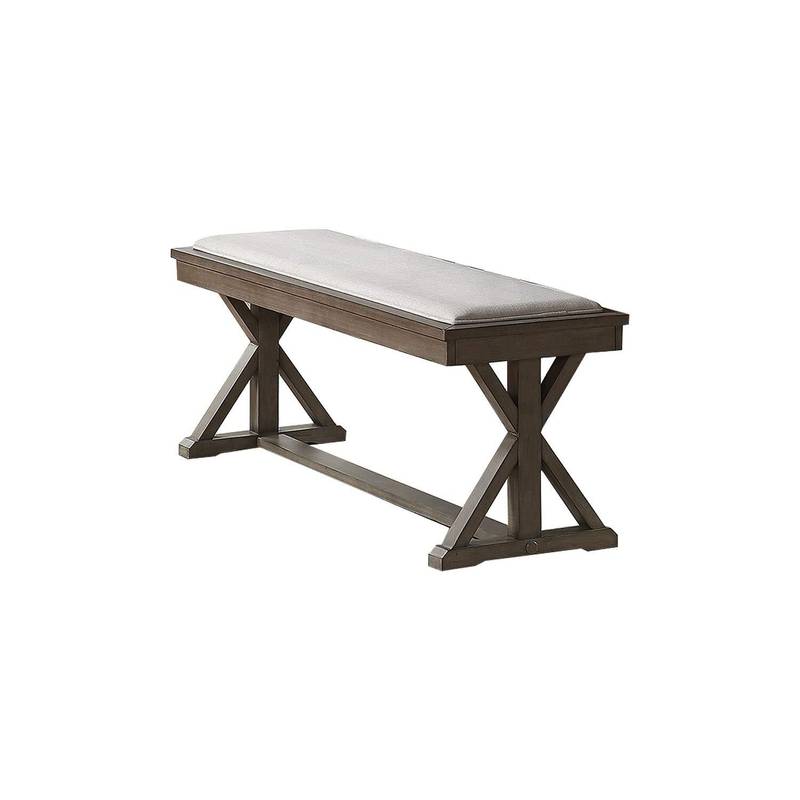 Chic Ash Gray Dining Bench with Cream Cushion