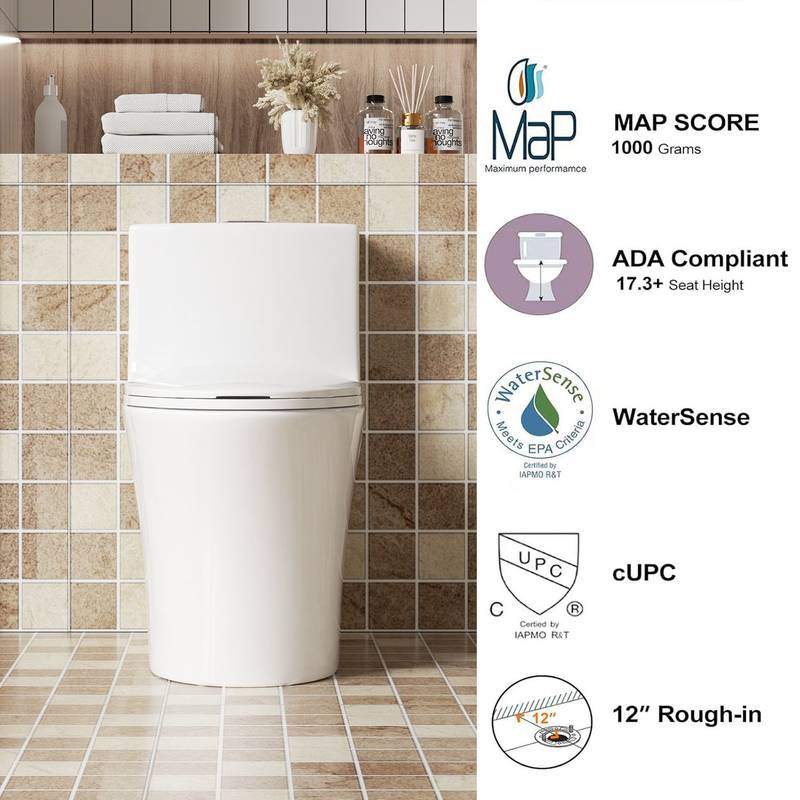 Eco-Friendly Comfort Toilet with Dual Flush and Soft Close Seat