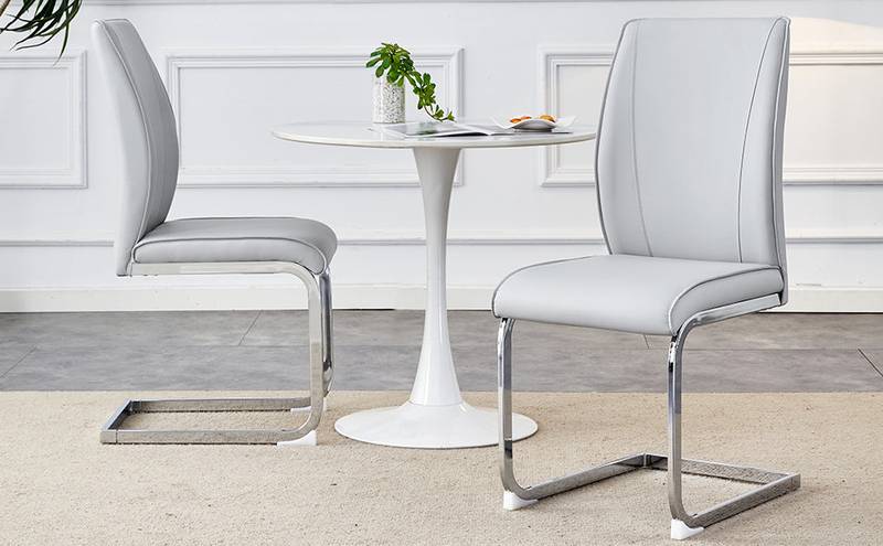 Chic Gray Arch Dining Chairs - Set of Two