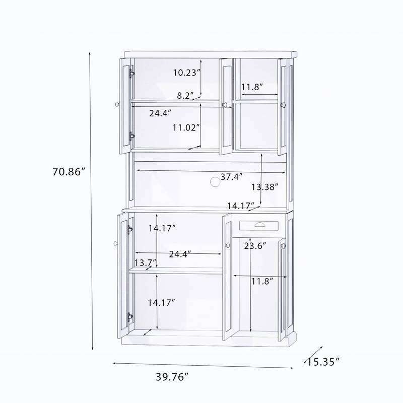 Chic White Pantry & Microwave Stand with Adjustable Shelves