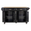 Versatile Kitchen Cart with Rubberwood Top and Ample Storage in Black