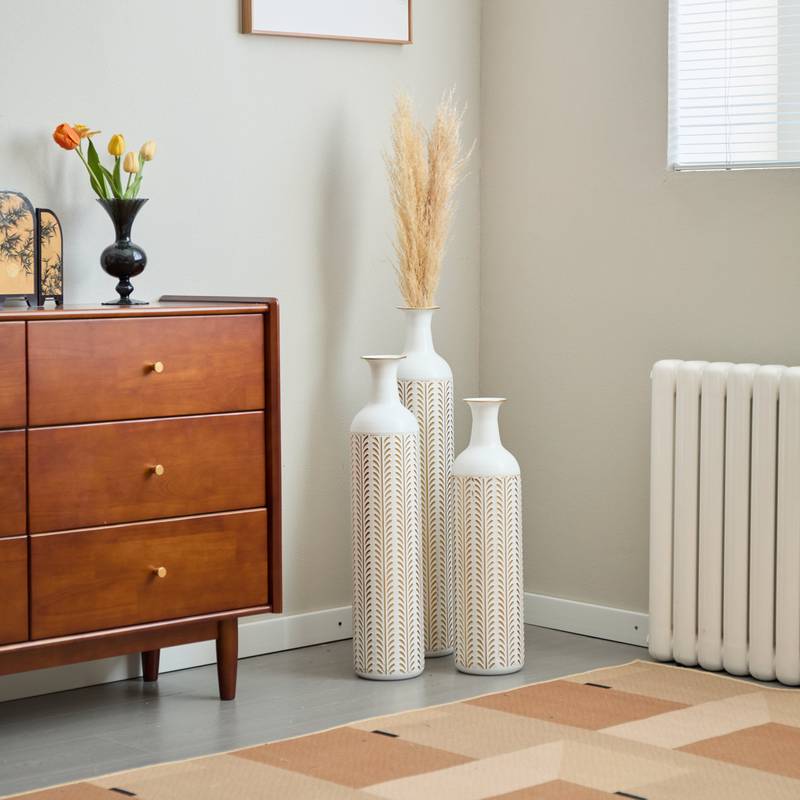 Chic White Metal Vase Set for Stunning Home Decor