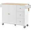 Charming Rolling Kitchen Island with Wood Top & Convenient Storage