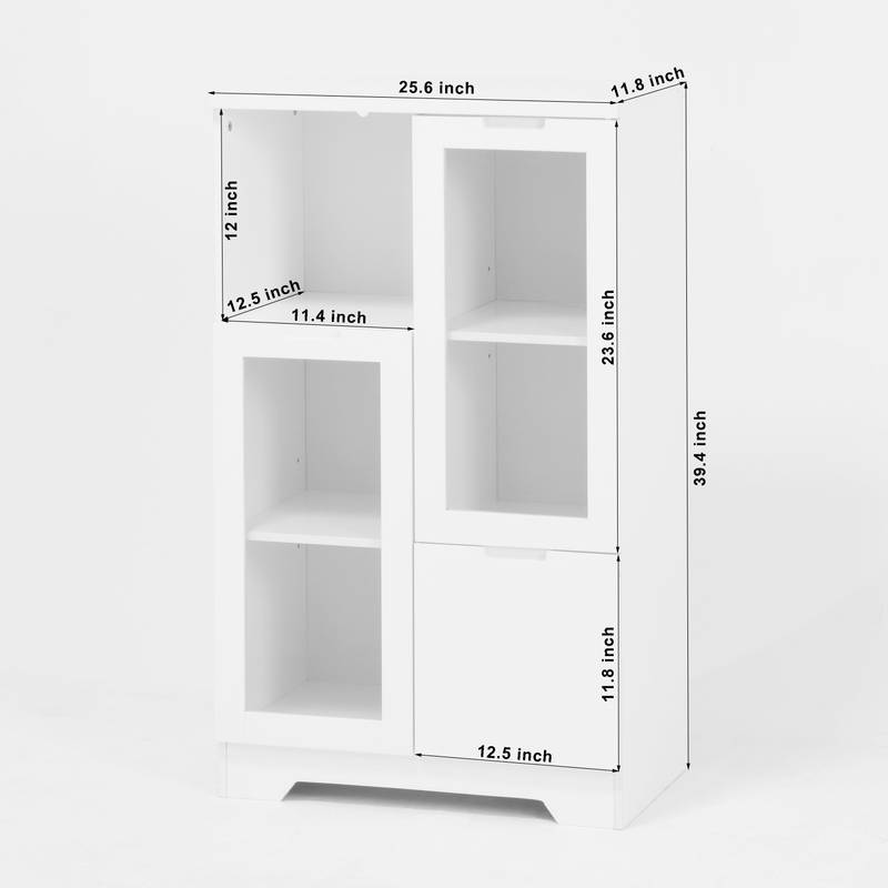 Chic White Glass Door Cabinet