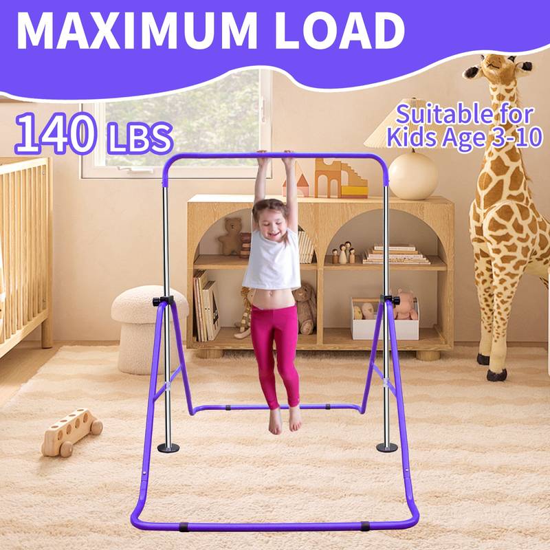 Adjustable Kids Gymnastics Bar - Fun & Foldable Training Equipment