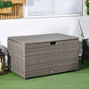 Outsunny Gray Rattan Outdoor Storage Box