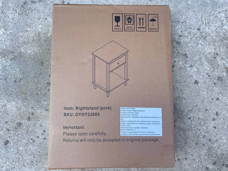 Charming Pink Wooden Nightstand with Shelf & Drawer