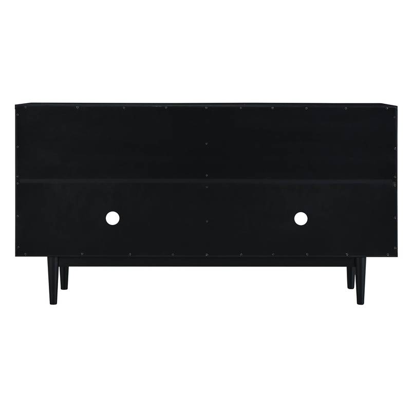 Sleek Black Sideboard with Stylish Curved Doors and Silver Handles