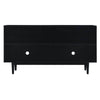 Sleek Black Sideboard with Stylish Curved Doors and Silver Handles