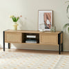 Chic Rattan TV Console with Colorful Light and Storage