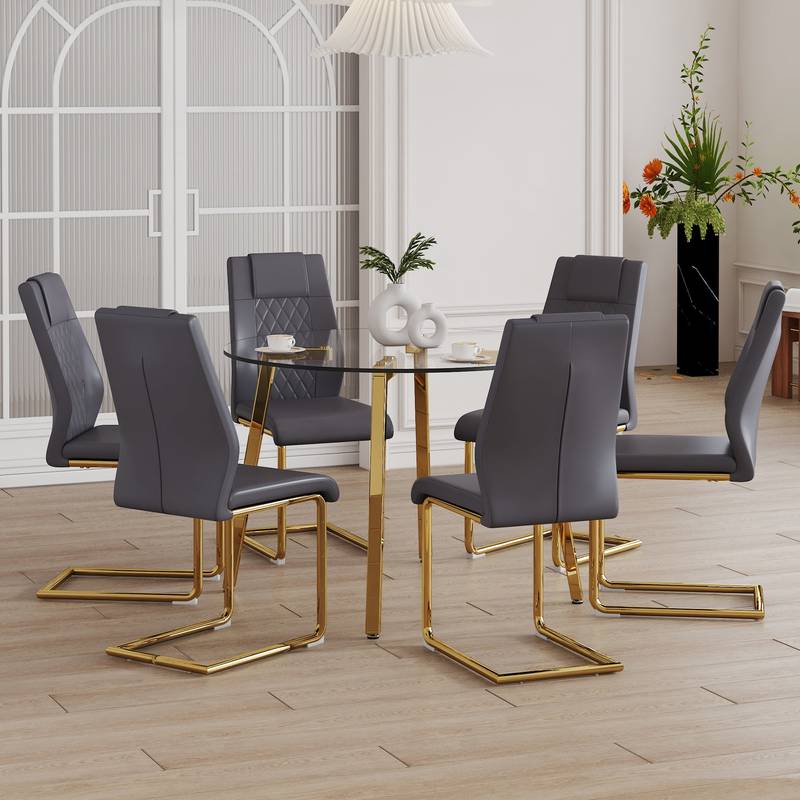 Chic Glass & Gray Dining Set