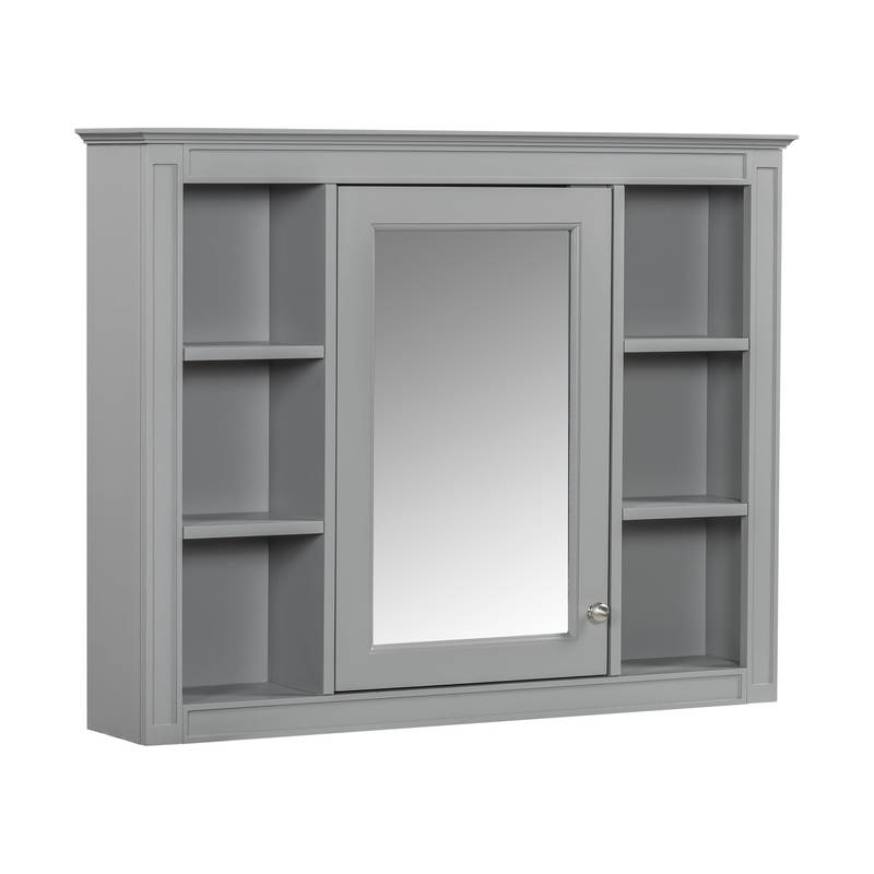 Sleek Wall-Mounted Mirror Cabinet with Open Shelves