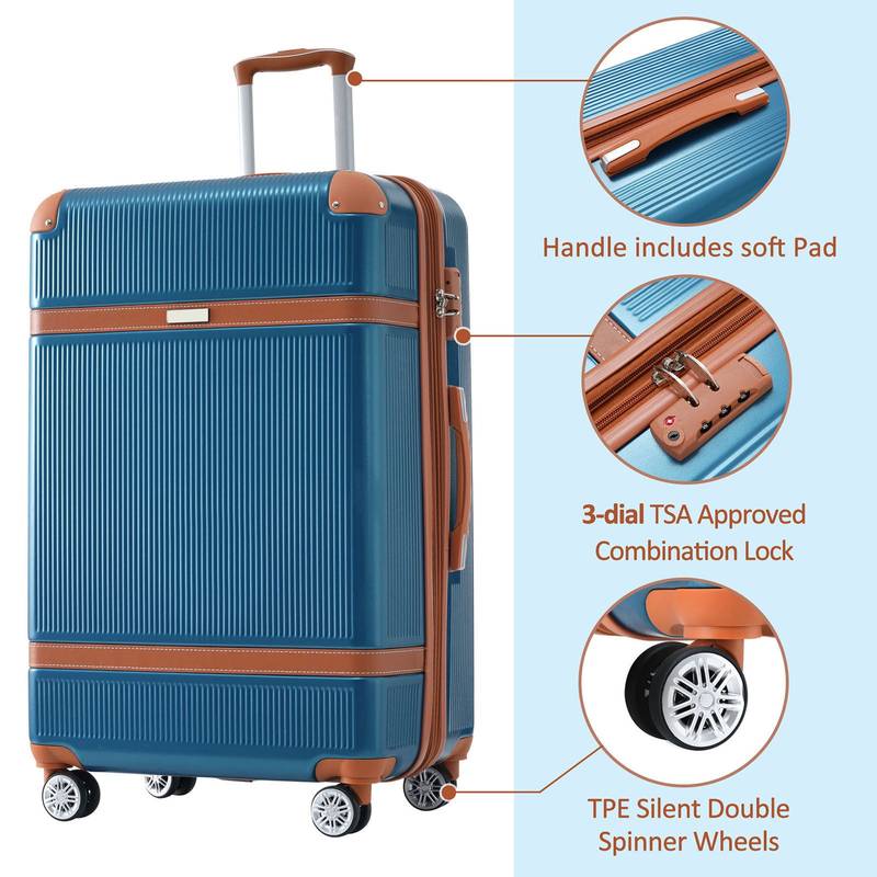Lightweight Triple Spinner Luggage Set with TSA Lock