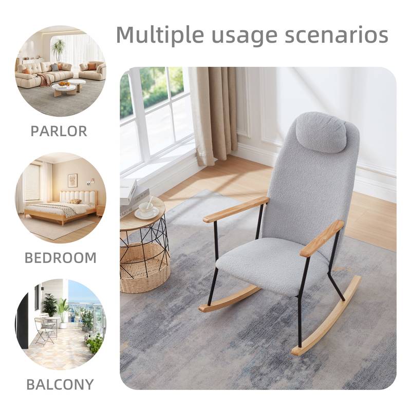 Cozy Rocking Chair with Adjustable Headrest