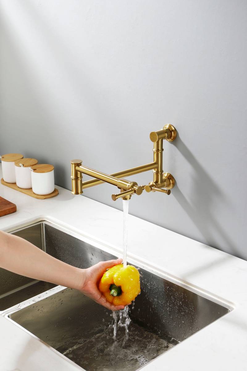 Wall-Mounted Brass Pot Filler Faucet