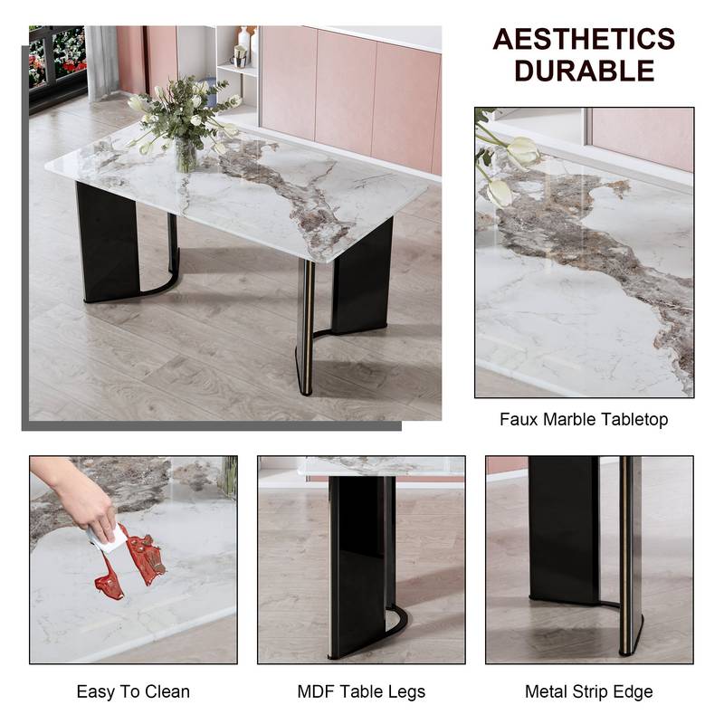 Chic Marble-Look Dining Table