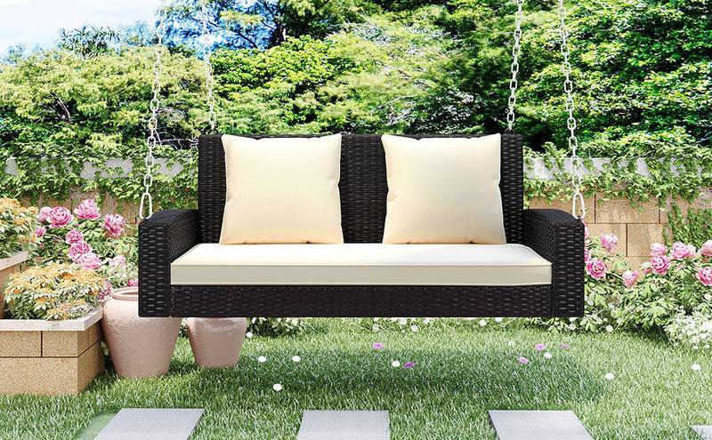 Cozy Duo Wicker Swing with Cushions