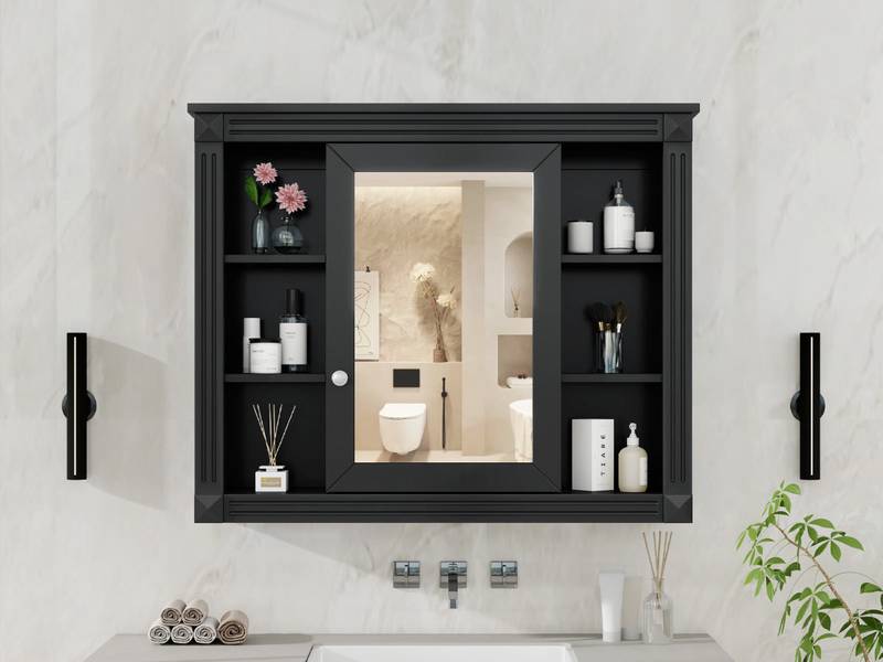 Sleek Bathroom Mirror Cabinet with Shelves